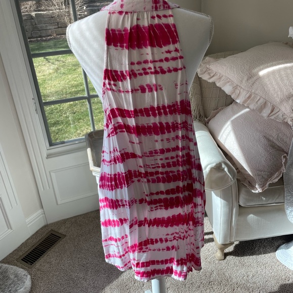 Mud pie hot pink and white tie-dye mini dress. - Picture 3 of 5